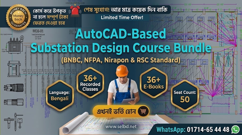 AutoCAD-Based Substation Design Course Bundle  (BNBC, NFPA, Nirapon & RSC Standard)